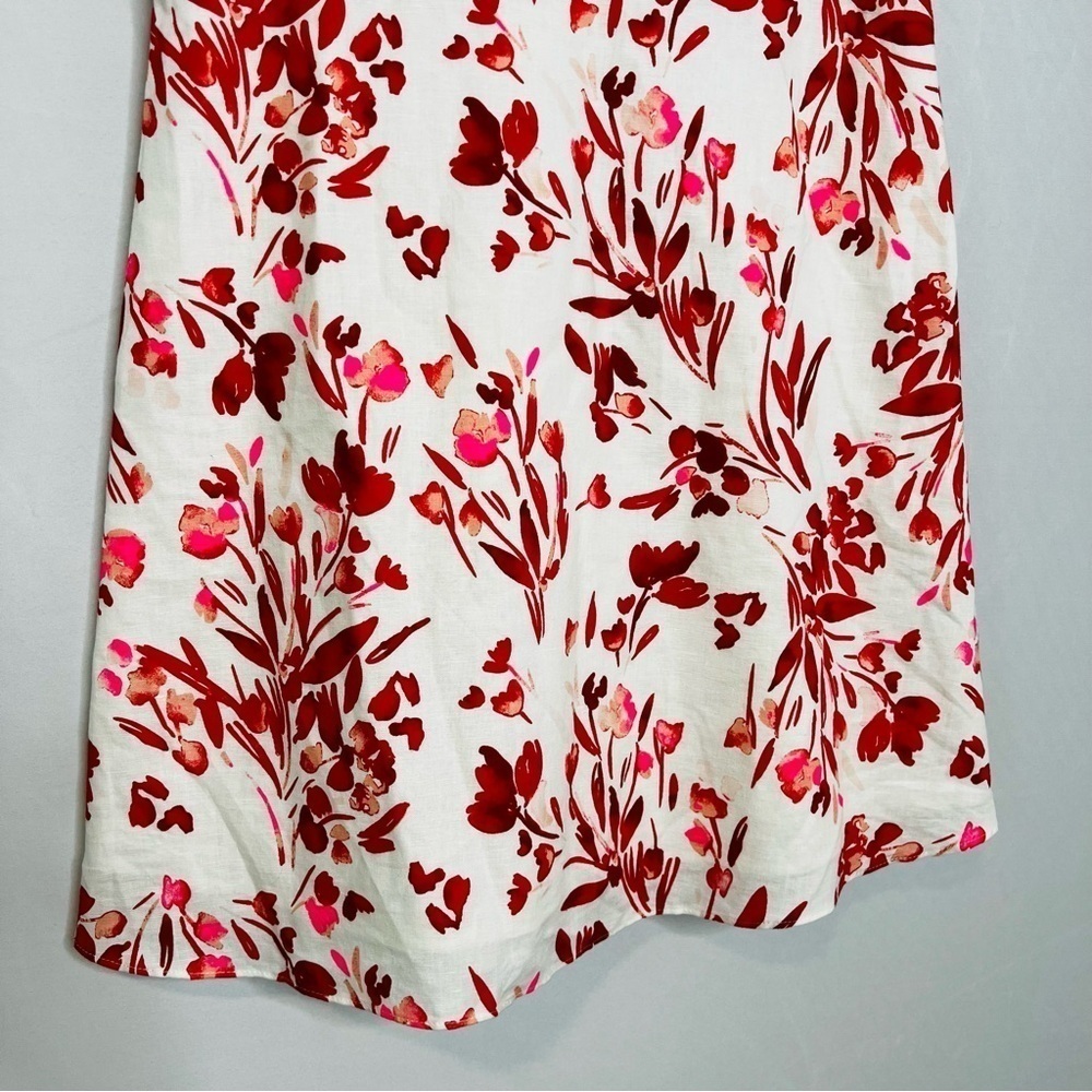 Banana Republic Linen & Cotton Blend Red, Pink & White Floral Mini Dress. Size 8 - Picture 8 of 16